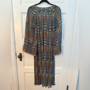 Bohemian Printed Long Sleeve Maxi Dress - Mint & Multicolor